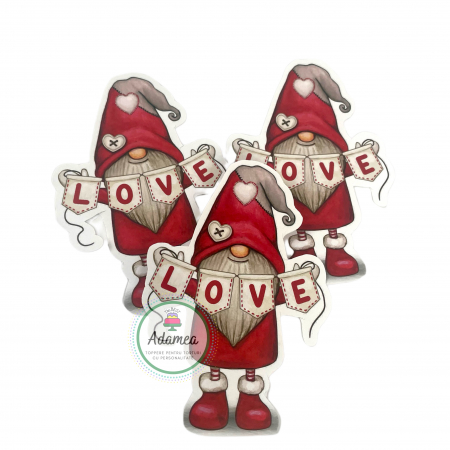 Topper de tort cu element special din carton sub forma de spiridus cu banner cu LOVE