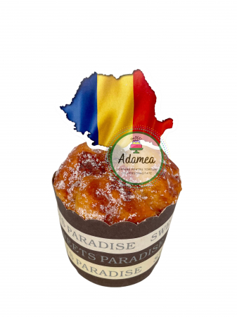 Toppere tort - Topper de tort cu element special din carton sub forma de harta cu conturul Romaniei si tricolor