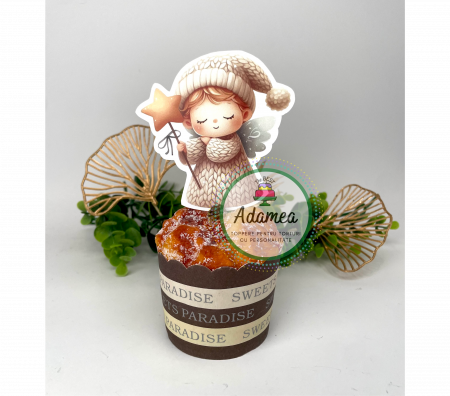 Ingerasi - Topper tort cu element din carton cu ingeras crem dulce