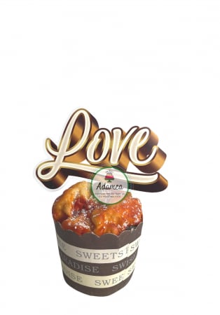 Nuntă - Topper tort personalizat din carton cu Love auriu