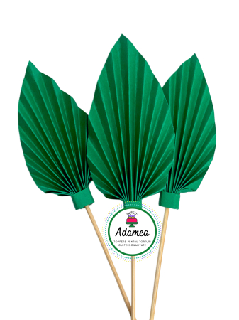 Evantaie - Frunze de palmier - topper de tort  personalizat cu element special din carton sub forma de evantai sau frunza de palmier mini verde crud regal