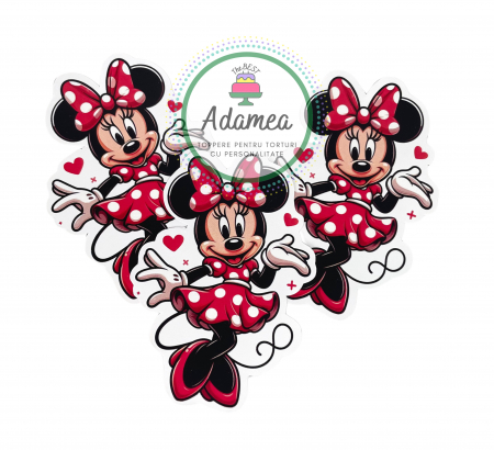 Minnie - Topper de tort cu element special din carton sub forma de Minnie in rosu