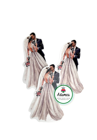 Topper de tort personalizat de nunta cu element din carton cu doi miri care danseaza [1]