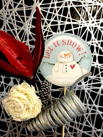 Topper tort cu om de zapada cu mesajul Let it snow