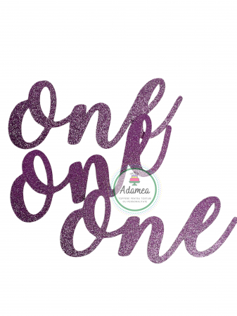 Prima aniversare - Topper de tort cu element special din carton sub forma de  one font subtire roz glitter