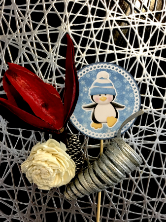 Topper tort cu pinguin vesel