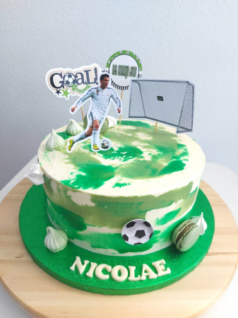 Fotbal - Topper de tort cu element special din carton sub forma de poarta de fotbal