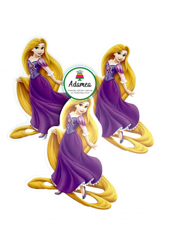 Pentru fetițe - Topper de tort  personalizat cu element special din carton sub forma de Rapunzel cea sfioasa
