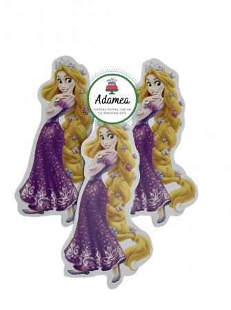 Pentru fetițe - Topper de tort  personalizat cu element special din carton sub forma de  Rapunzel cu coroana