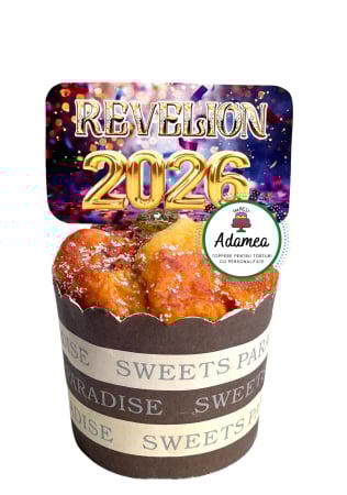 NOUTĂȚI - Topper de tort  personalizat cu element special din carton cu 2026 Revelion