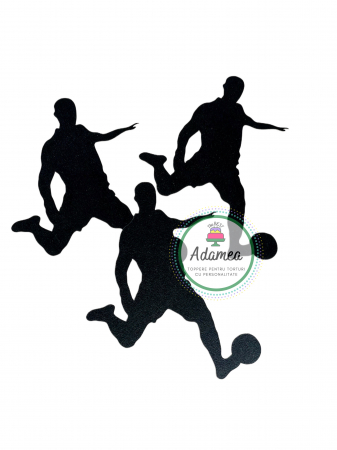 Sport - Topper de tort cu element special din carton sub forma de cap de fotbalist negru silueta