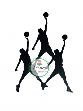 Sport - Topper de tort cu element special din carton sub forma de cap de jucator silueta de basket