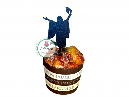 Persoane - Topper de tort cu element special din carton sub forma de silueta neagra cu studenta la final de an scolar