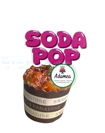 Topper de tort  personalizat cu element special din carton sub forma de Soda Pop pentru topperele Huntrix sau Saja Boys