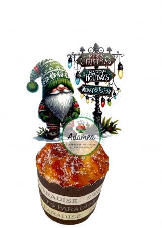 Crăciun - Topper de tort cu element special din carton sub forma de spiridus verde de Craciun