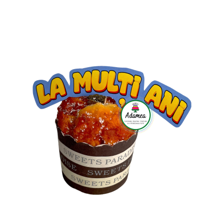 La mulți ani - Topper de tort personalizat cu element din carton inspirat de desenele animate cu La multi ani