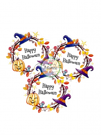 Halloween - Topper de tort cu element special din carton sub forma de stegulet coronita de Halloween