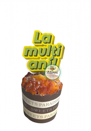 La mulți ani - Topper de tort  personalizat cu element special din carton sub forma de  mesajul La multi ani galben cu verde pentru personalizarea Ben 10 sau generale