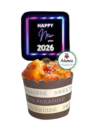 NOUTĂȚI - topper de tort  personalizat cu element special din carton cu 2026 Revelion cu happy new year neon