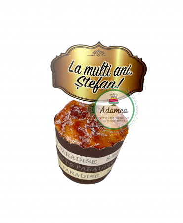 Stegulete - Topper de tort cu element special din carton sub forma de placheta aurie cu La multi ani, Stefan