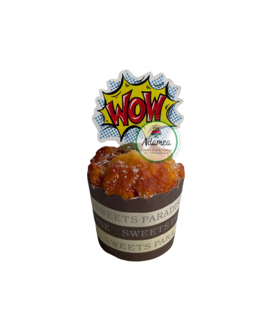 Stegulete - Topper de tort  personalizat cu element special din carton sub forma de  bula cu WOW