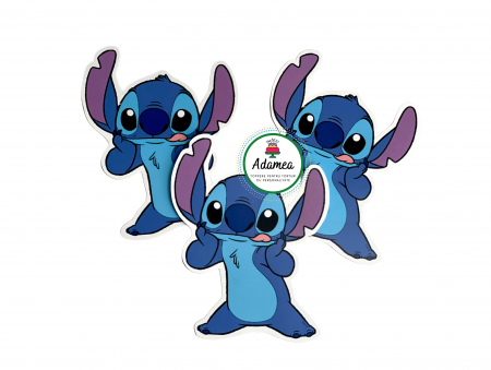 NOUTĂȚI - Topper de tort  personalizat cu element special din carton sub forma de  stitch jucaus care scoate limba