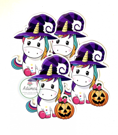Unicorn - Topper tort din carton cu unicorn vrajitor de Halloween