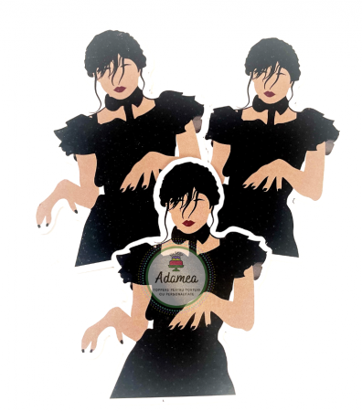 Familia Addams - Wednesday - Topper tort cu element din carton cu Wednesday care danseaza