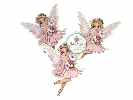 Zane - Topper de tort cu element special din carton sub forma de zana diafana roz