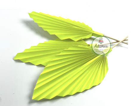 Topper tort cu evantai tip frunza de palmier din hartie galben neon [1]