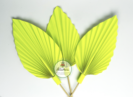 Topper tort cu evantai tip frunza de palmier din hartie galben neon [0]