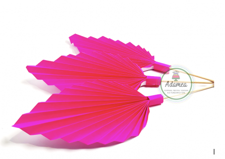 Decor de tort cu ornament tip evantai din carton roz mov neon fosforescent [1]