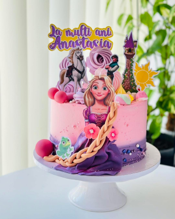 Rapunzel - Topper tort personalizat cu decor din carton cu tematica Rapunzel - bust
