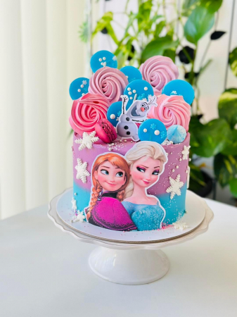 Topper de tort cu element special din carton sub forma de bust Anna si Elsa din Frozen [2]