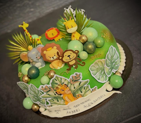 Topper de tort  personalizat cu element special din plastic cu 3 frunze de palmier verzi ideale pentru decorurile cu dinozauri, safari sau plante [2]