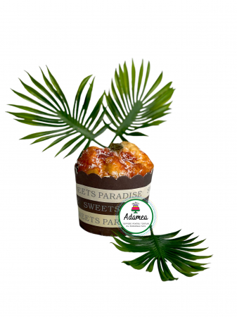 Produse din plastic/lemn/material textil - Topper de tort  personalizat cu element special din plastic cu 3 frunze de palmier verzi ideale pentru decorurile cu dinozauri, safari sau plante