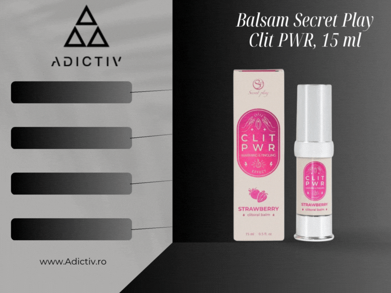 Balsam Secret Play Clit PWR, pentru Clitoris, cu Efect Vibrator si de Incalzire, Aroma Capsuni, 15 ml [2]