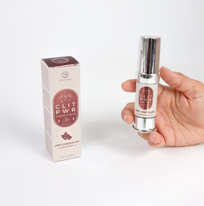 Balsam Secret Play Clit PWR, pentru Clitoris, cu Efect Vibrator si de Incalzire, Aroma Ciocolata si Menta, 15 ml [3]