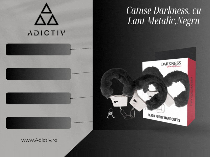 Catuse Darkness, cu lant metalic și chei, reglabile, pentru BDSM, cu captuseala moale, negru [2]