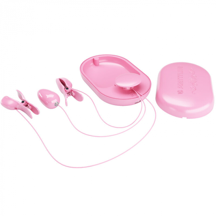Clame Electrice pentru Sfarcuri Pretty Love, Roz, cu 12 Moduri Vibratie și 3 Functii Electrostimulare, USB Reincarcabil, din Silicon si ABS [4]