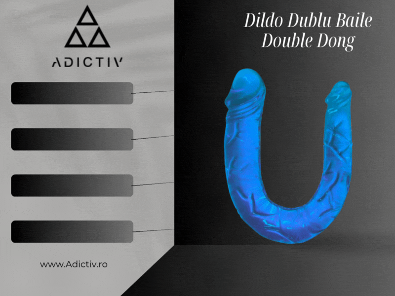 Dildo Dublu Baile Double Dong din Gelatina Felxibila Albastru 30.5 cm [3]