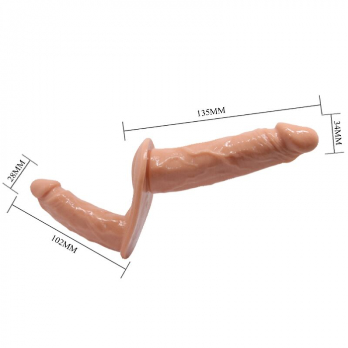 Dildo Dublu cu Ham Ajustabil Pretty Love – Placere Intensa pentru Amandoi, Textura Acanalata, TPR, Impermeabil [4]