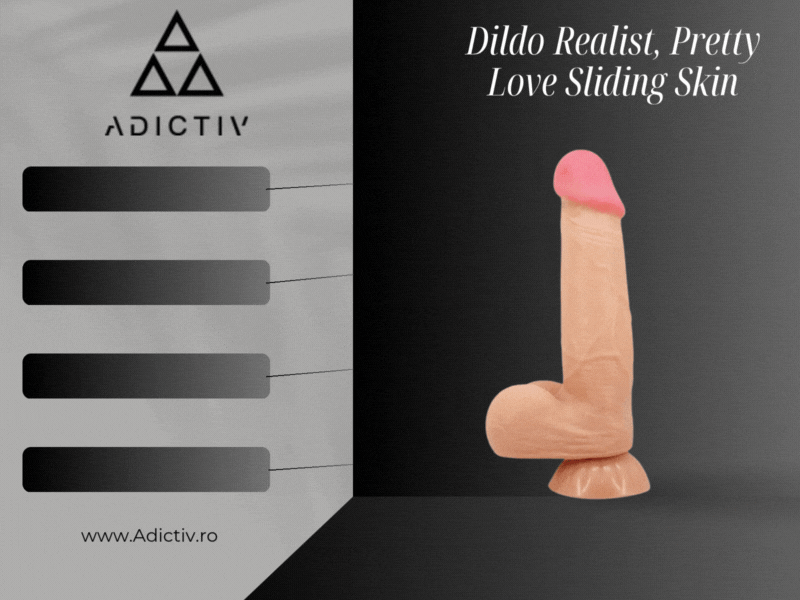 Dildo Realist, Pretty Love Sliding Skin, cu Ventuza, Piele Glisanta, 21.8 cm, Culoare Naturala [2]