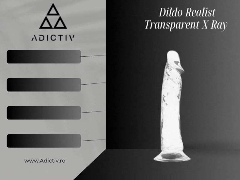 Dildo Realist Transparent X Ray Clear din Jelly, 21 x 4 cm [2]