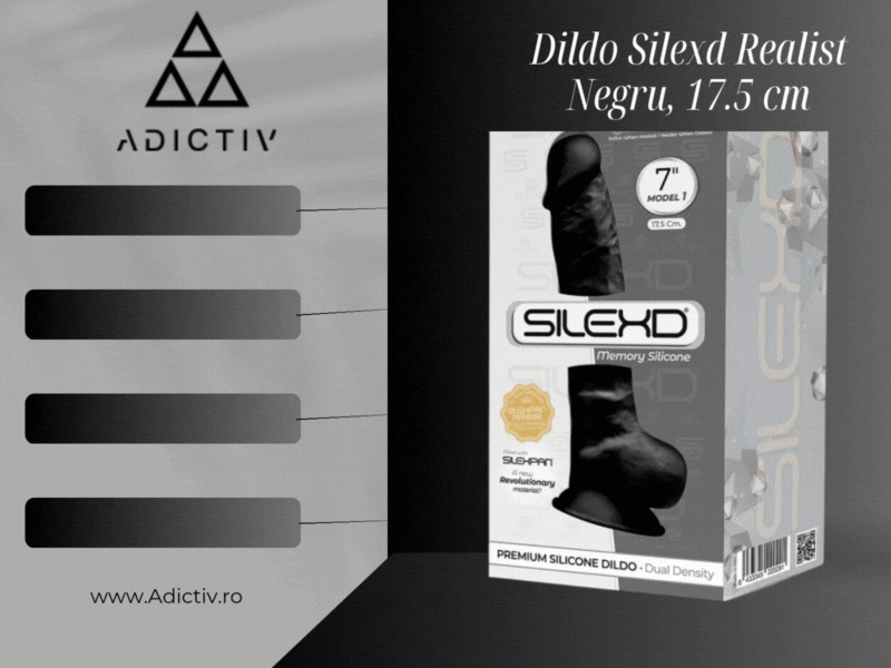 Dildo Silexd Realist Negru cu Textura Avansata, Model 1 7” – si Tehnologie SilexD, 17.5 cm [2]