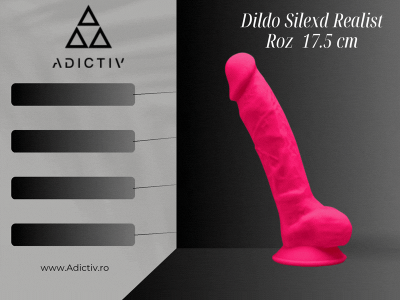 Dildo  Silexd Realist Roz cu Textura Avansata, Model 1 7” si Tehnologie SilexD, 17.5 cm [2]