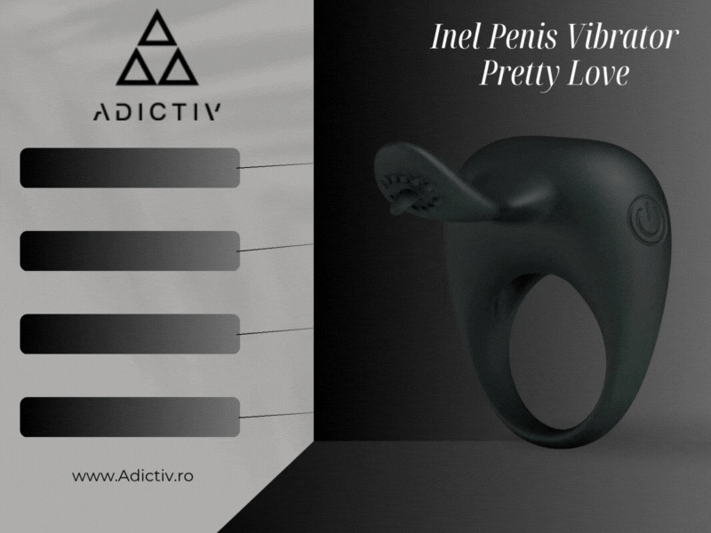 Inel Penis Vibrator  Pretty Love Stimulating Tonguo Negru [2]