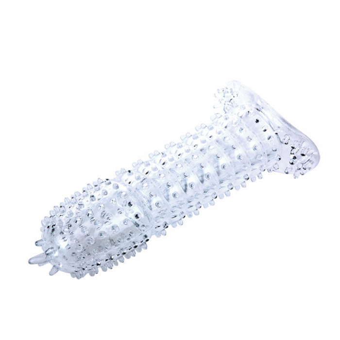 Manson pentru Penis, Transparent, Texturat, din Silicon, 14 cm, Baile [4]