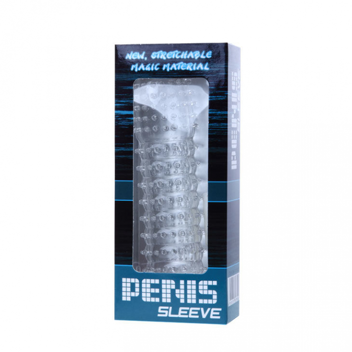 Manson pentru Penis, Transparent, Texturat, din Silicon, 14 cm, Baile [6]