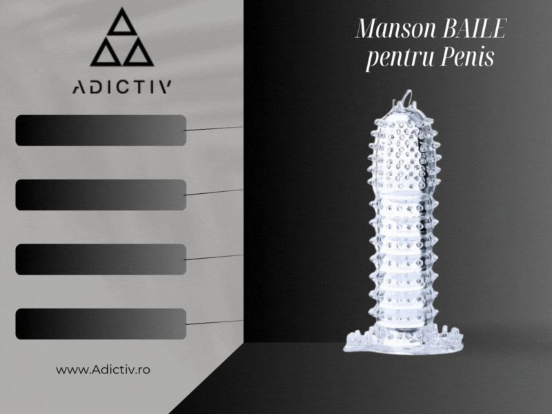 Manson pentru Penis, Transparent, Texturat, din Silicon, 14 cm, Baile [2]